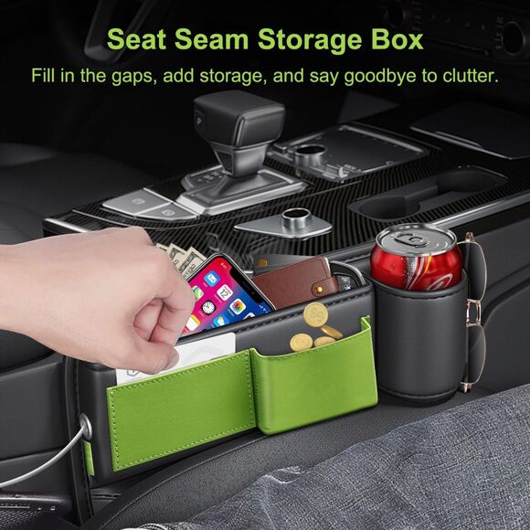 Car Seat Gap Filler Organizer with Cup Holder Universal - Picture 3 of 9